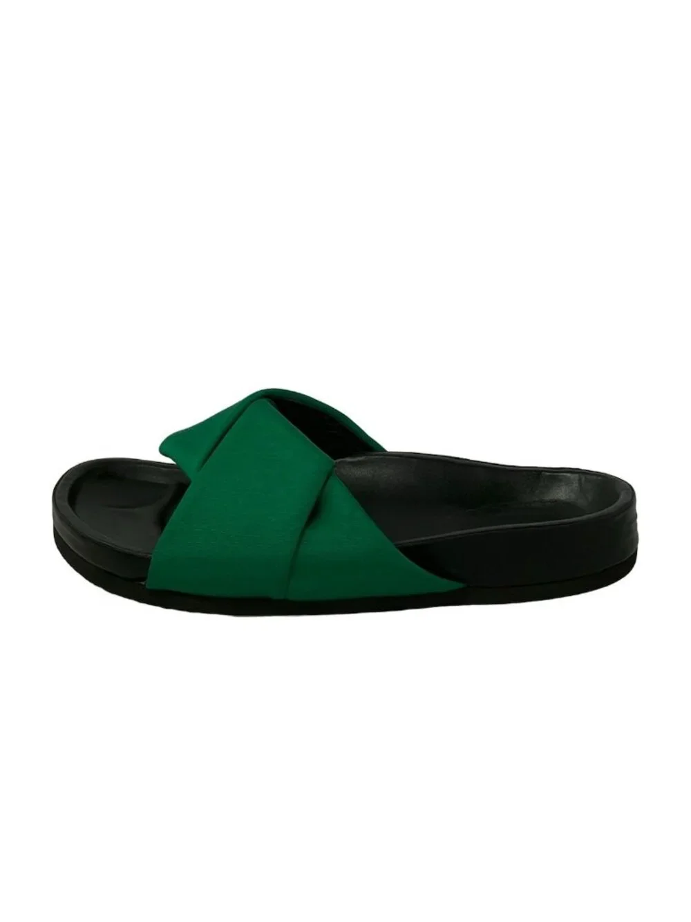 Celine Sandals 39 Black Green Leather
